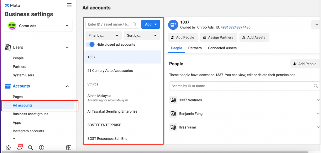 A verified Facebook Advertising Account with business ad account setup