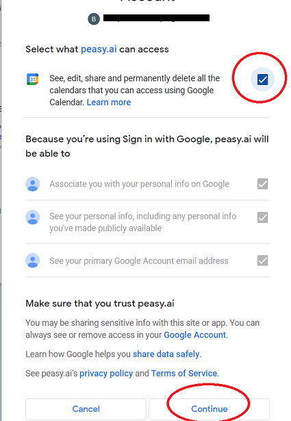 How to Connect Peasy to my Google Calendar Peasy